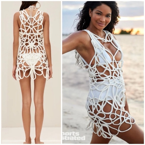 Cult Gaia Danica Crochet Sheer Mini Dress
Coverup Off White SZ S - Picture 2 of 15